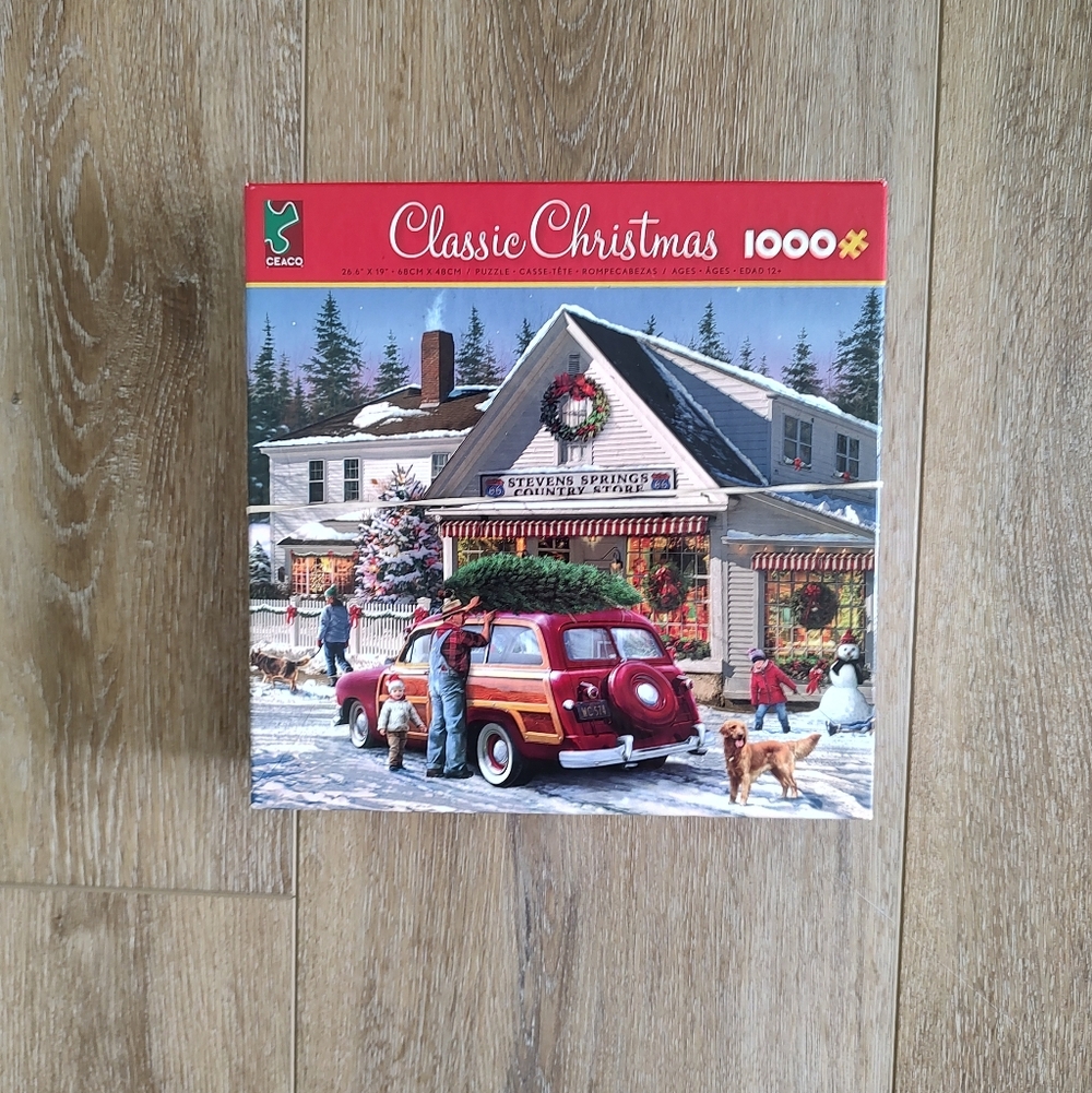 Classic Christmas Puzzle 1,000 Pieces Stevens Springs Country Store VTG Wagon